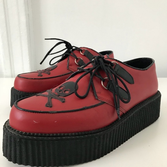 Demonia Shoes Demonia 429 Red Black Skull Creepers Mens Demonia Shoes Demonia 429 Red Black Skull Creepers Mens